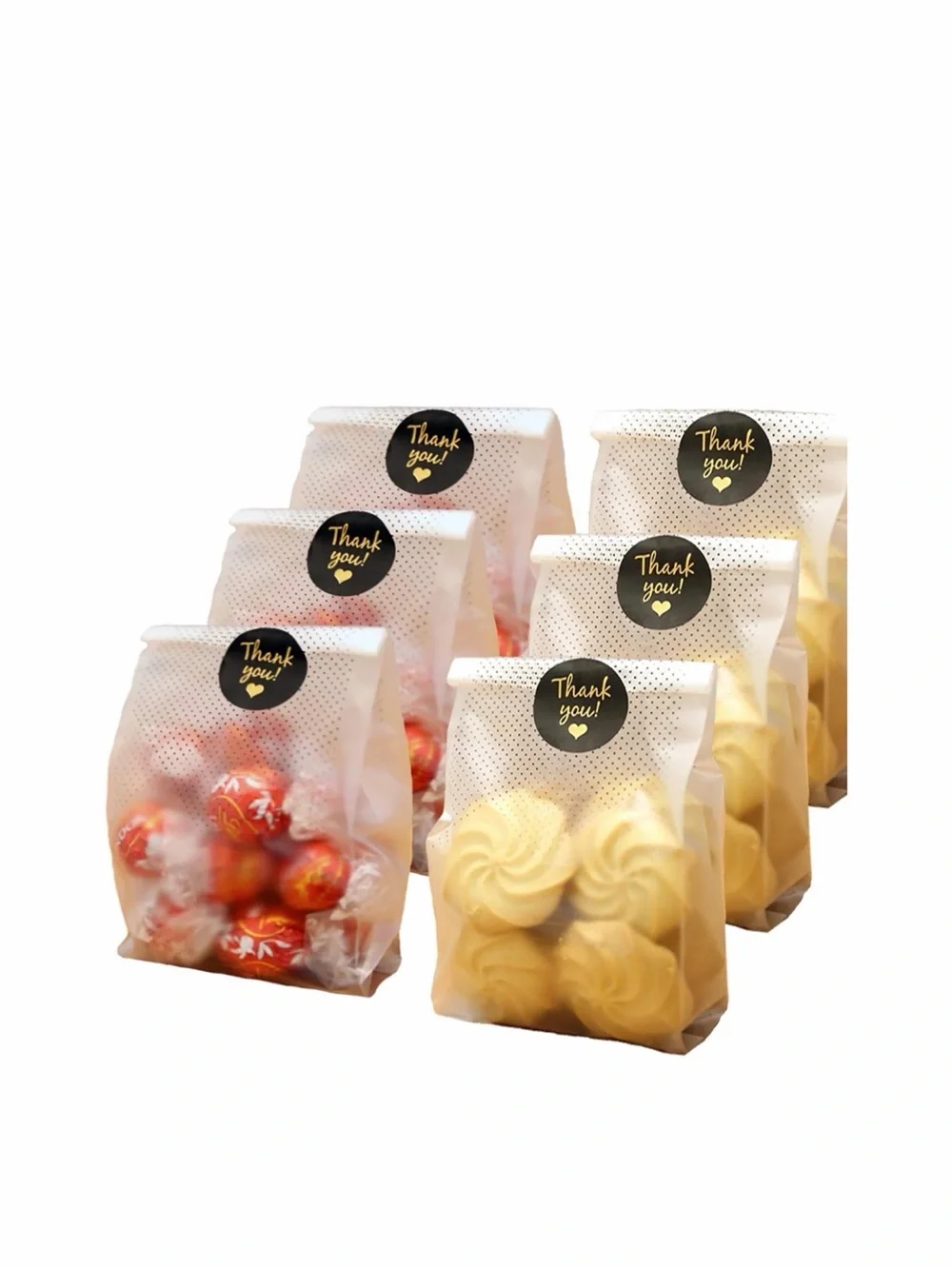 (200 PACKS) Thank You Treat Bags - White Thank You Sticker Party Favor Bags